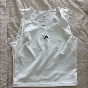 Adidas White Fitted Crop Tank Top